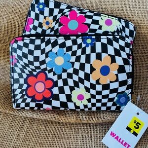 Set of 2 Floral Checkered Women's Fun and Funky Style Wallets